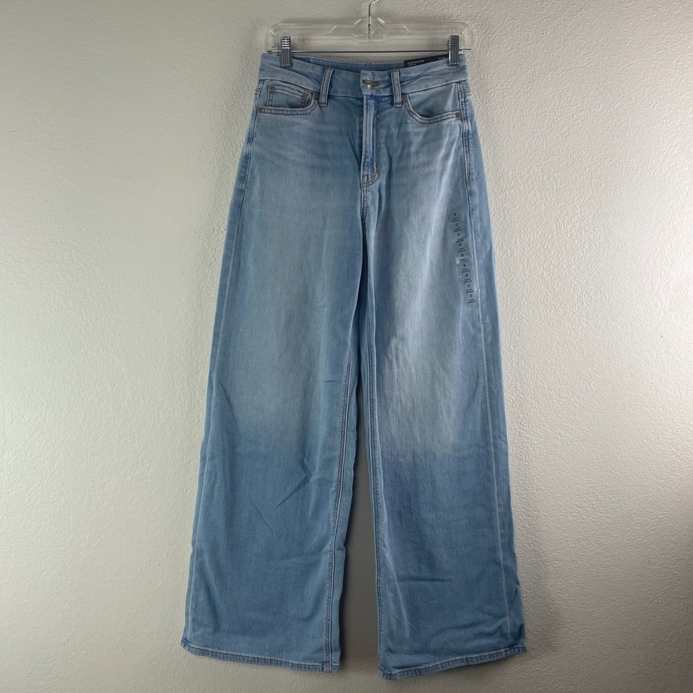 American Eagle Curvy Dreamy Drape Baggy Wide Leg Jeans 0 Light Indigo Y2K 90s